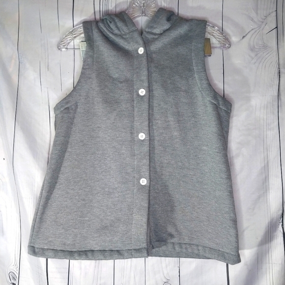 Zaful Jackets & Blazers - Zaful Gray Button-Up Hooded Vest Size 6